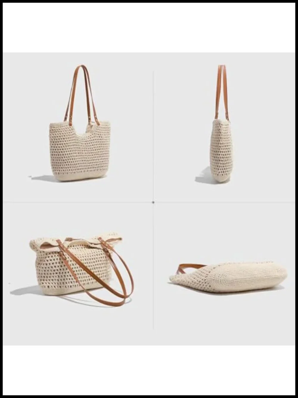 Bohemian Crochet Hobo Shoulder Bag Handwoven Cotton Beach Tote